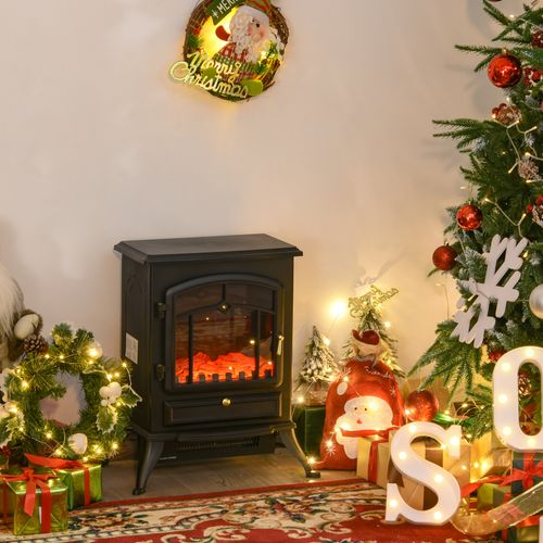 Cheminée Électrique 1000/2000w, Protection Contre La Surchauffe, Noir, 45x28x54 Cm