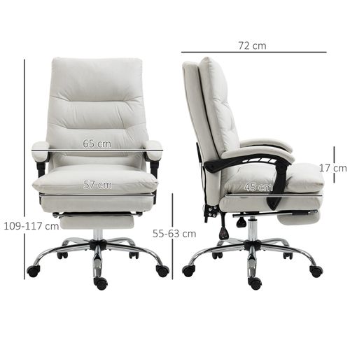 Chaise De Bureau Inclinable à 135°, Fonction Massage, Simili Cuir Crème