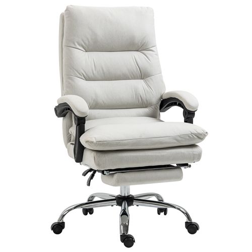 Chaise De Bureau Inclinable à 135°, Fonction Massage, Simili Cuir Crème