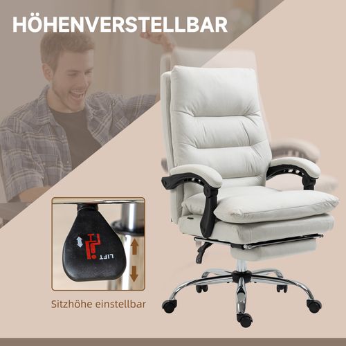 Chaise De Bureau Inclinable à 135°, Fonction Massage, Simili Cuir Crème