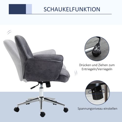 Chaise De Bureau XXL Ergonomique, Réglable, Fonction Bascule, Gris, 120 kg Max