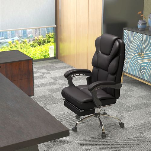 Chaise De Direction Ergonomique, Fonction Massage, Réglable, Simili Cuir, Marron