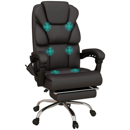 Chaise De Direction Ergonomique, Fonction Massage, Réglable, Simili Cuir, Marron