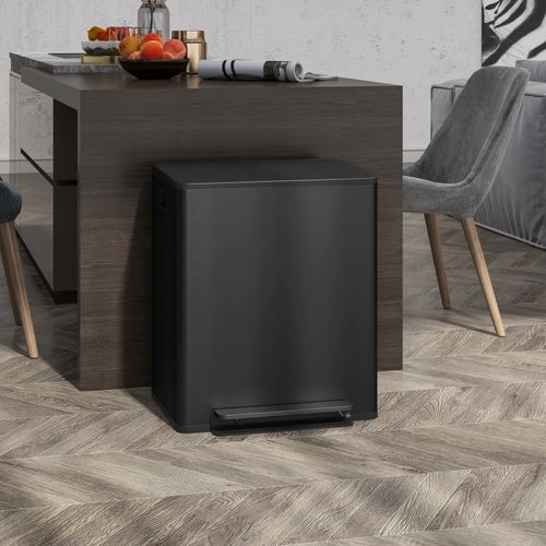 Poubelle 2x25l En Acier Inoxydable Avec Pédale, Couvercle, Pour Salon Et Bureau