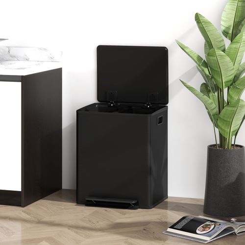 Poubelle 2x25l En Acier Inoxydable Avec Pédale, Couvercle, Pour Salon Et Bureau