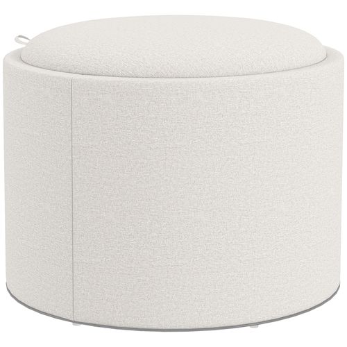 Pouf Rond En Lin Avec Espace De Rangement Et Couvercle Rabattable, Crème, Ø56 X 42 Cm