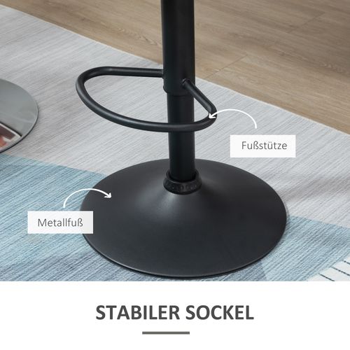 Set De 2 Tabourets De Bar Pivotants Avec Dossier, Réglable En Hauteur, Velours Noir