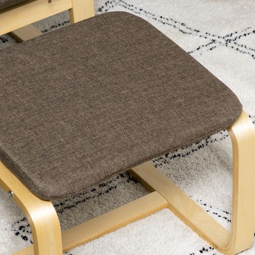 Fauteuil Lounge Lin Et Bois 1 PC Avec Repose-pieds, 67x72x100 Cm,  Brun