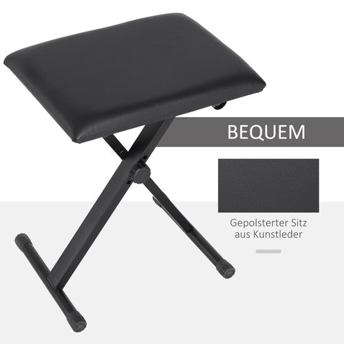 Banc De Piano En Métal, Simili Cuir, Mousse, Réglable En Hauteur, Pliable, Noir