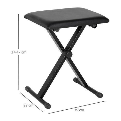 Banc De Piano En Métal, Simili Cuir, Mousse, Réglable En Hauteur, Pliable, Noir