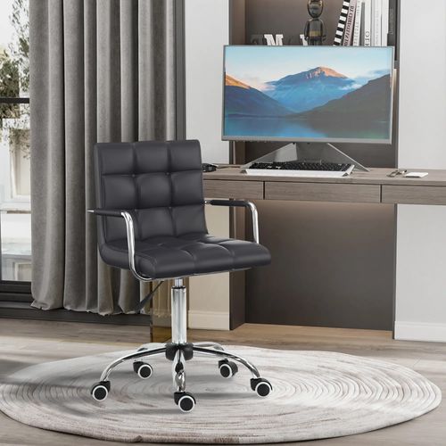 Chaise de bureau ergonomique blanche, réglable 46-61 cm, avec accoudoirs pour bureau et home office