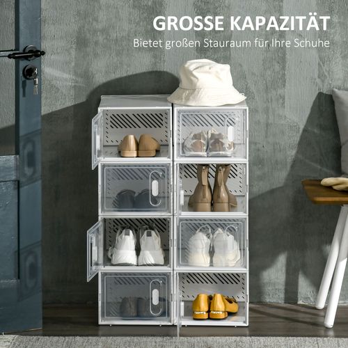 Meuble à Chaussures Diy En Plastique Transparent, Étagère Rectangulaire à 8 Compartiments,25x35x19cm