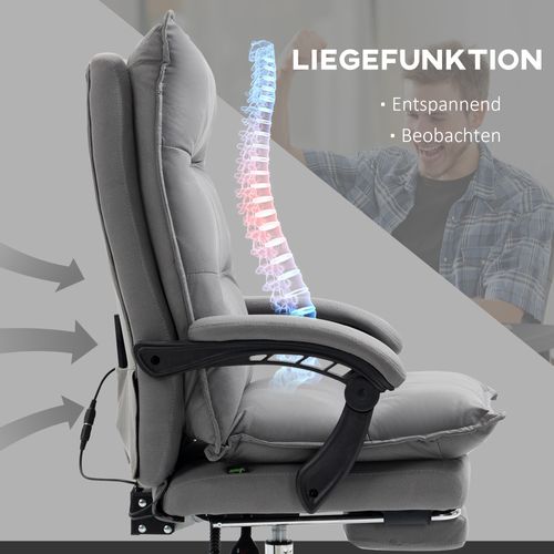 Chaise De Bureau Avec Massage, Ergonomique, Réglable, Pour Confort Au Bureau, Gris Foncé