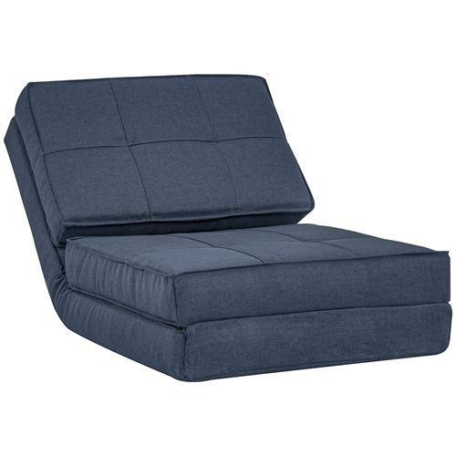 Canapé Bas Pliable, Fauteuil Inclinable 5 Positions, Canapé-lit Bleu Foncé, 61x73x58 Cm