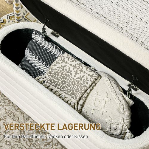 Banc De Lit En Bois Avec Rangement, Haute Stabilité, Teddy-fleece, Crème