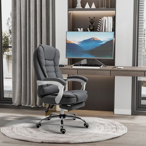 Chaise De Bureau En Métal, Inclinable, Repose-pieds Pliant, Ergonomique, Gris