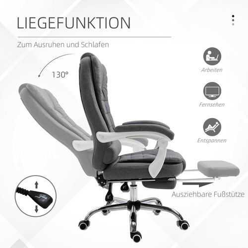Chaise De Bureau En Métal, Inclinable, Repose-pieds Pliant, Ergonomique, Gris