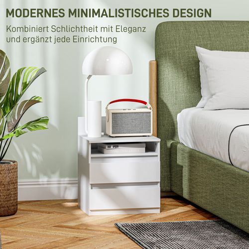 Ensemble De 2 Tables De Chevet En Bois Avec 2 Tiroirs, Table D'appoint, Blanc