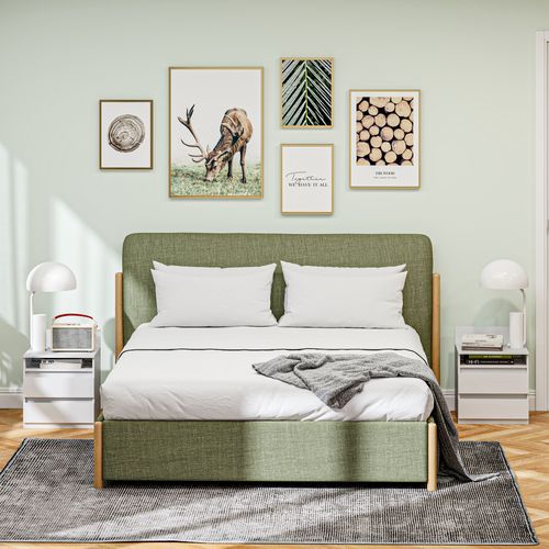 Ensemble De 2 Tables De Chevet En Bois Avec 2 Tiroirs, Table D'appoint, Blanc