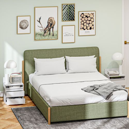 Ensemble De 2 Tables De Chevet En Bois Avec 2 Tiroirs, Table D'appoint, Blanc