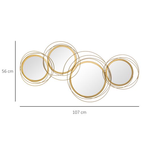 Set De Miroirs Muraux En Métal Avec 4 Miroirs Ronds, Décoration Élégante Pour Salon