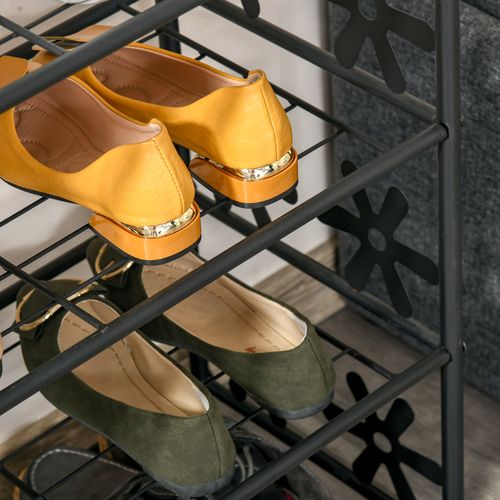 Étagère à Chaussures Métal 4 Étagères Compacte Pour Plantes Noir 59,5 X 30 X 92 Cm