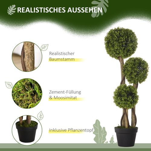 Buis Artificiel 90 Cm Avec Pot, Plante Décorative Avec Protection Uv, Vert Clair