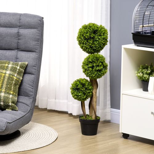 Buis Artificiel 90 Cm Avec Pot, Plante Décorative Avec Protection Uv, Vert Clair