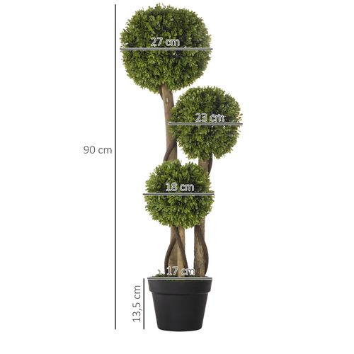 Buis Artificiel 90 Cm Avec Pot, Plante Décorative Avec Protection Uv, Vert Clair