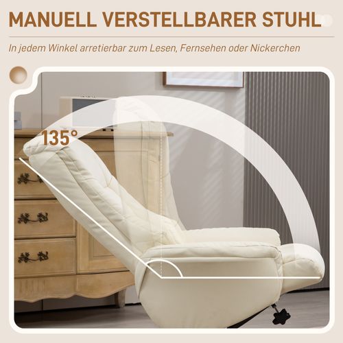 Fauteuil TV Avec Dossier Haut, Inclinable, Repose-pieds, Fonction Bascule, Tissu, Salon