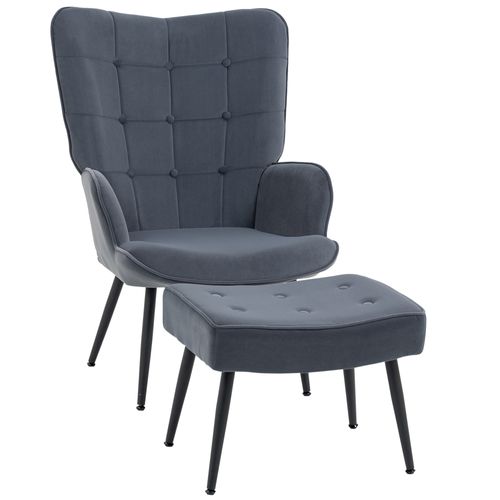 Fauteuil Lounge Velours 1 PC Avec Accoudoirs Et Repose-pieds, Design Élégant, Couleur Non Précisée