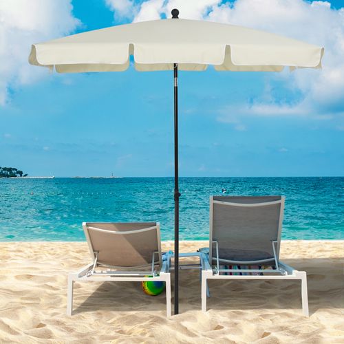 Parasol Avec Protection Uv, Parasol Inclinable, Parfait Pour Balcon Et Plage, ,blanc Crème Et Noir