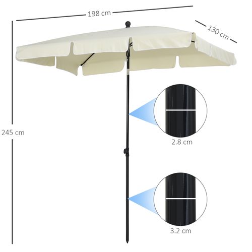 Parasol Avec Protection Uv, Parasol Inclinable, Parfait Pour Balcon Et Plage, ,blanc Crème Et Noir