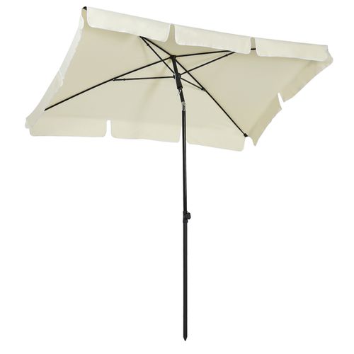 Parasol Avec Protection Uv, Parasol Inclinable, Parfait Pour Balcon Et Plage, ,blanc Crème Et Noir