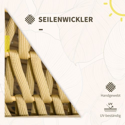 Salon De Jardin Rotin 4 Pièces Double Canapé, Fauteuils, Table Basse, Coussins , Kaki