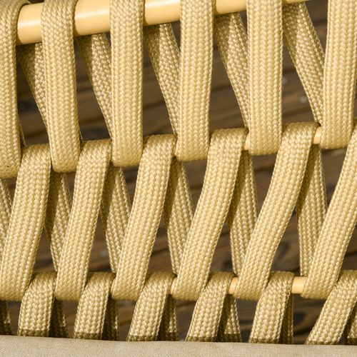 Salon De Jardin Rotin 4 Pièces Double Canapé, Fauteuils, Table Basse, Coussins , Kaki