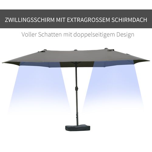Parasol Double Avec Manivelle Et Support Intégré 460×270×240 cm ,gris Foncé