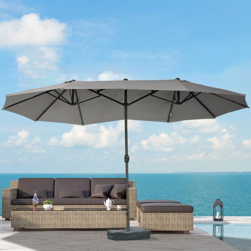Parasol Double Avec Manivelle Et Support Intégré 460×270×240 cm ,gris Foncé