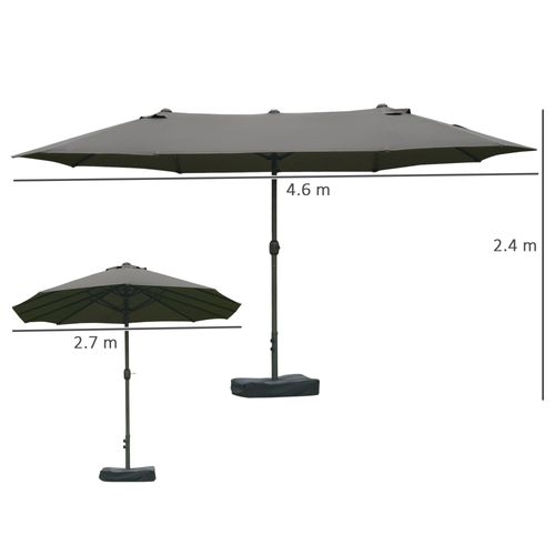 Parasol Double Avec Manivelle Et Support Intégré 460×270×240 cm ,gris Foncé