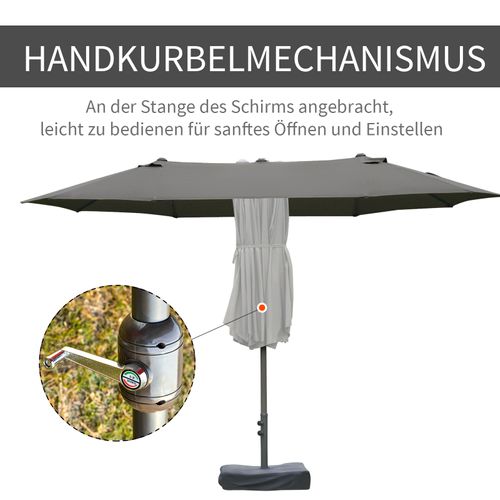 Parasol Double Avec Manivelle Et Support Intégré 460×270×240 cm ,gris Foncé