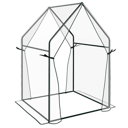 Serre En Plastique Pe Transparent 90 X 90 X 145 Cm Avec Double Porte Étanche