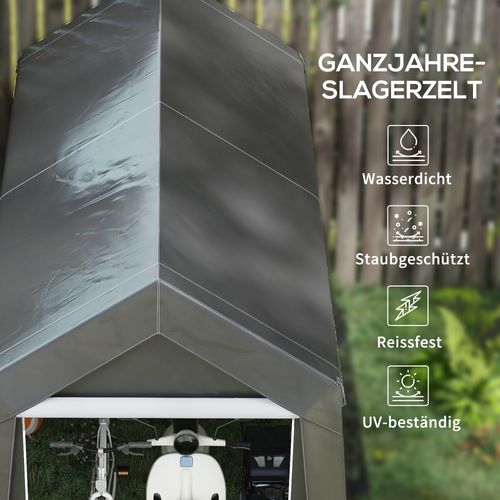 Tente De Garage 2,1x3,6x2,35m, Avec Protection Uv, Porte à Fermeture Éclair, Pour Moto, ,gris Foncé