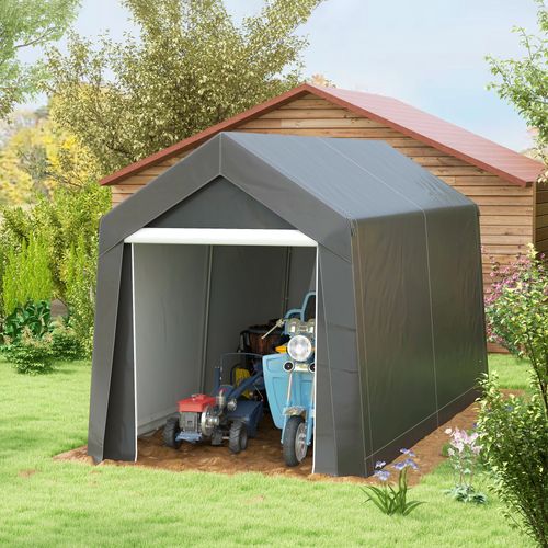 Tente De Garage 2,1x3,6x2,35m, Avec Protection Uv, Porte à Fermeture Éclair, Pour Moto, ,gris Foncé