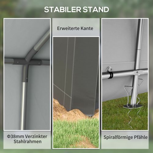 Tente De Garage 2,1x3,6x2,35m, Avec Protection Uv, Porte à Fermeture Éclair, Pour Moto, ,gris Foncé