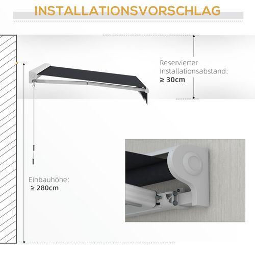 Store Enrouleur à Bras 2,5x2m Aluminium Électrique Avec Manivelle Et Télécommande, Gris