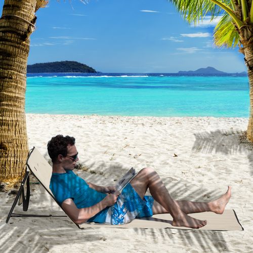 Set De 2 Matelas De Plage Pliants En Acier Et Oxford Réglables Avec Sac De Transport