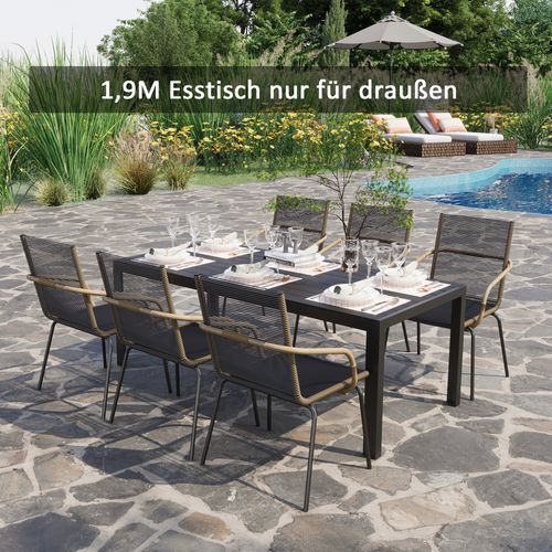 Table De Jardin 120x70 Cm En Aluminium Et Polywood Pour Terrasse Moderne，noir