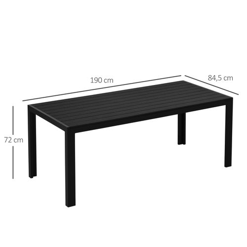 Table De Jardin 120x70 Cm En Aluminium Et Polywood Pour Terrasse Moderne，noir