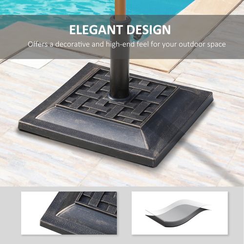 Pied Parasol 9 Kg En Polyester Résine L44xb44xh33 Cm, Pour Ø38/48 Mm, Bronze