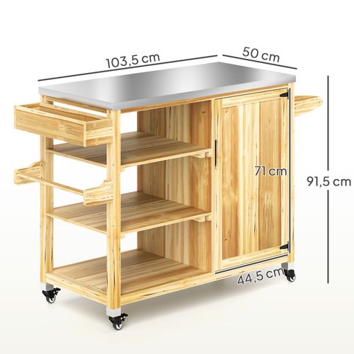 Desserte Bbq Bois 134,5x50x91,5 Cm 6 Niveaux Avec Porte-serviette, , Bois Naturel